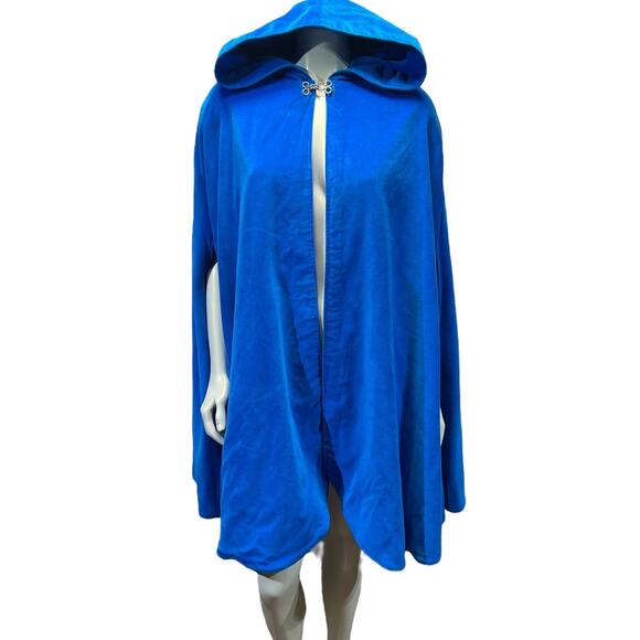 Royal Azure Velvet Hooded Cape with Satin Lining - Picture 6 of 15